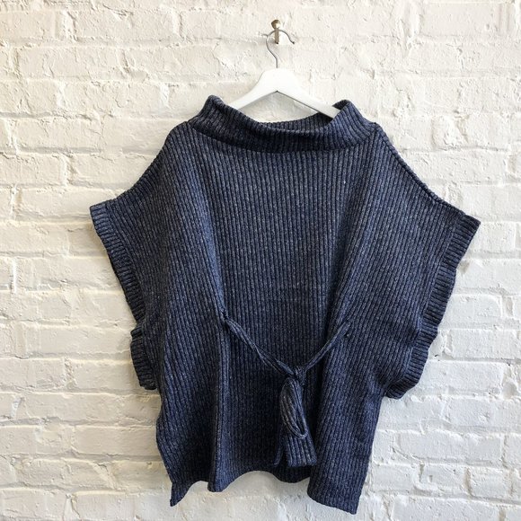 Sweaters - New with Tags Blue Heather Ribbed Tunic with Tie Belt